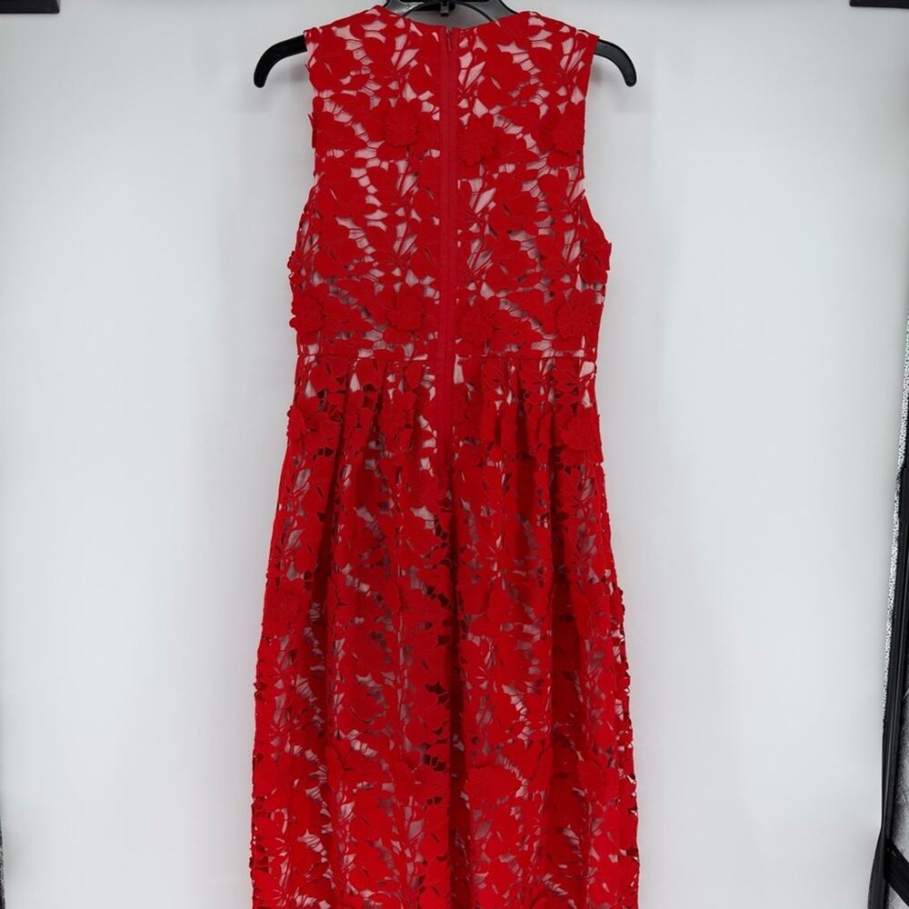 CROSBY by Mollie Burch Red Floral Midi Dress Pockets Womens Size 4 - Picture 5 of 8